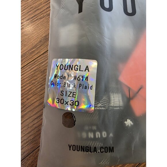 YoungLA Dapper Dress Pants Mens 30x30 Black Plaid Adjustable Waist 614 Tapered - Picture 16 of 16